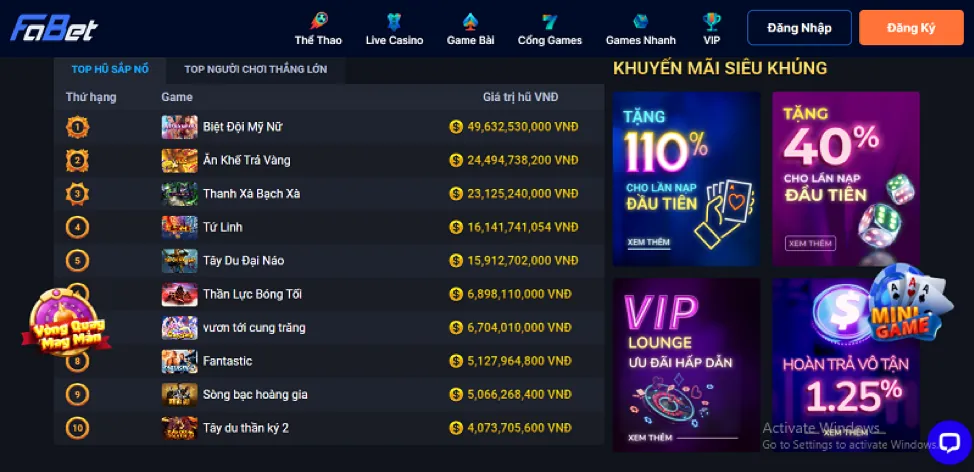 Đa dạng các loại slot game tại 33win9 code